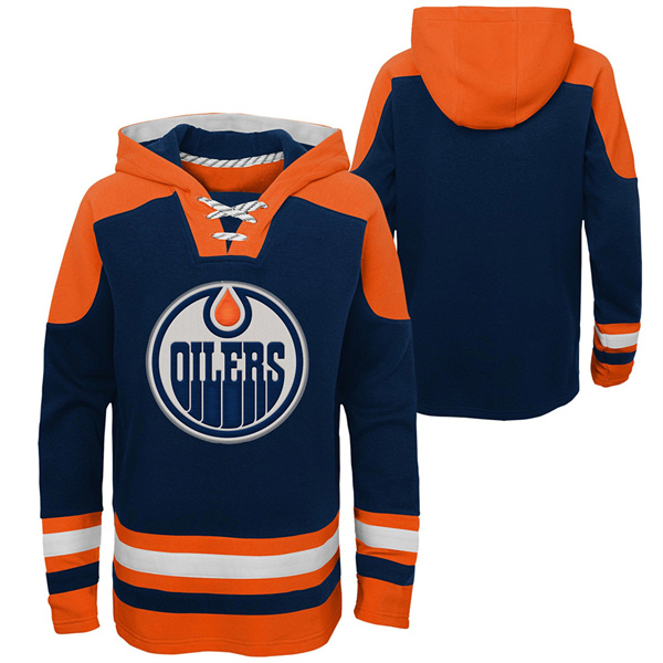 Men's Edmonton Oilers Blank Navy Ageless Must-Have Lace-Up Pullover Hoodie